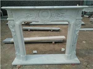 Modern Indoor Decorative White Marble Fireplace Mantel,