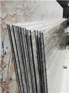 Natural Marble Silver Gray Travertine Thin Panels 