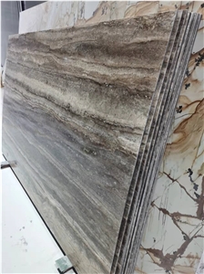 Natural Marble Silver Gray Travertine Thin Panels 