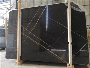 Natural Stone Port Laurent Black Gold Marble Slabs For Wall 