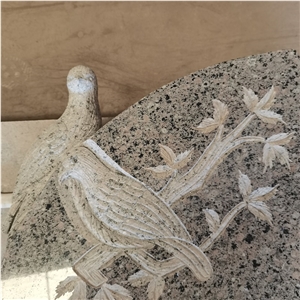 China Sapphire Granite Headstone With Bird Carving