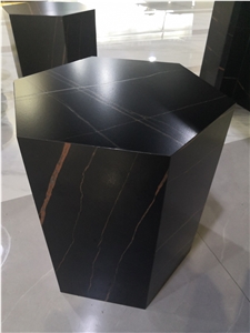 Black Laurent Sintered Stone Slab Interior Kitchen Design