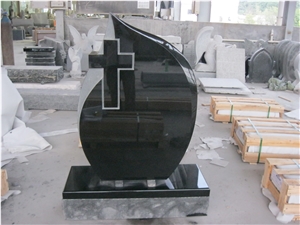 Black Granite Cross Tombstone Professional Production