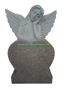 G663 Angels Heart Shaped Tombstone,Seashell Pink Monuments
