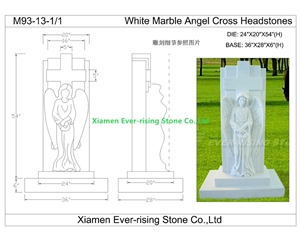 White Marble Angel Cross Tombstone,Monument, Gravestone