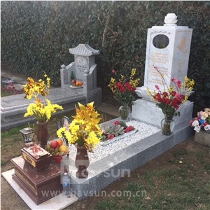 Asian Style White Marble  Lotus Monument  Tombstone 