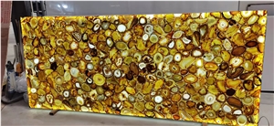 Colorful Semiprecious Agate Gemstone Backlit Slabs Tile