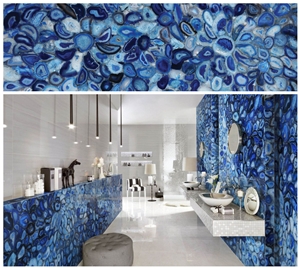 Dark Blue Semiprecious Stone Bathroom Vanities,Bathroom Wall