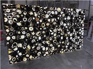 LED Panel Black Stone Plates Semiprecious Agate Stone Slabs