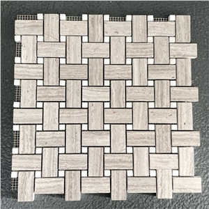 White Wood Marble Mosaic Polished Kitchen Bathroom Tiles