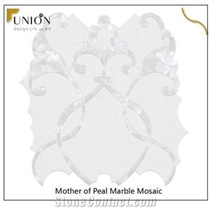 Mother Of Pearl Mix Crystal White Marble Design Pattern Tile