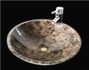 Dark Emperador Marble Washbasin Sinks For Bathroom Washing