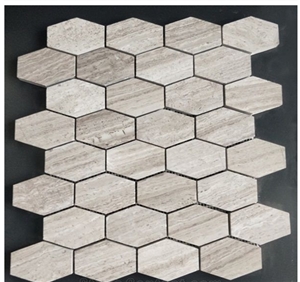 Hexagon/Lantern/Linear Strips Marble Mosaic Bathroom Tile