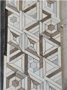 Quartz Limestone Glass And Marble Mosaic Pattern Floor Tiles