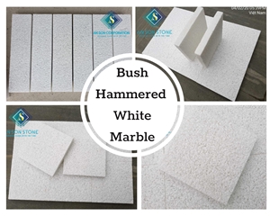 Bush Hammered White Marble Tiles For Floor & Wall