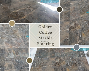 Golden Coffee Tile Floor Effect- Polished And Honed Surface