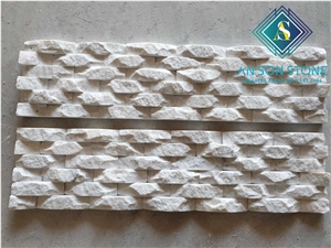 Milky White Wave Wall Panel Stone Outdoor Design