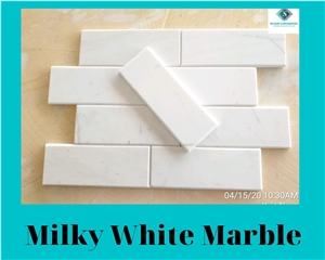 Polished Milky White Marble Wall Panel