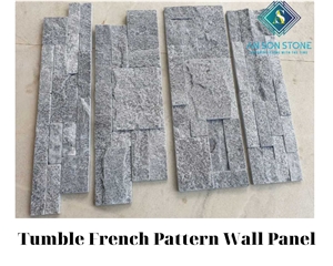 Tumbled French Pattern Black Wall Cladding Marble