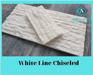 Wall Panel Line Chiseled White Marble