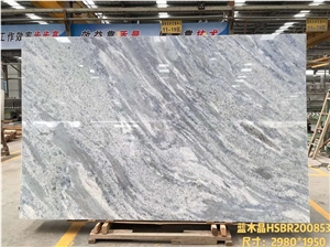 Bookmatch Blue Marble Stone Slab For Indoor Design