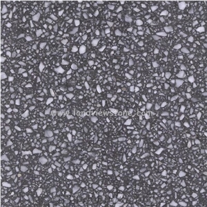 Terrazzo Tile Dark Grey Color Artificial Stone Flooring 