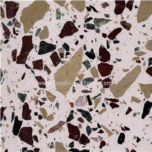 White Terrazzo Tiles Cement Wall Cladding Floor Pattern
