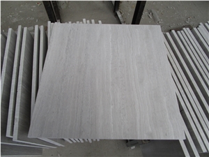 Cheap White Wood Vein Polished Marble Tiles Inner Decoration