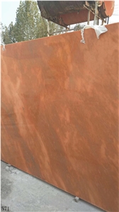 China Red Sunset Marble Wanxia Hong Slab For Countertop Use