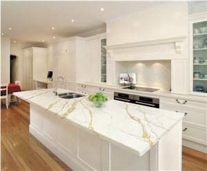  Calacatta Gold Quartz Stone Kitchen Countertops