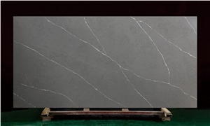 White Veins Grey Artificial Stone Quartz Kitchen Countertops