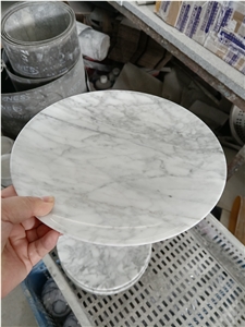 Round Carrara White Marble Food Fruit Plate Cake Chess Board