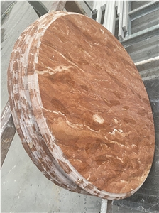 Tea Rose Marble Round Table Tops For Cafe Coffee Table