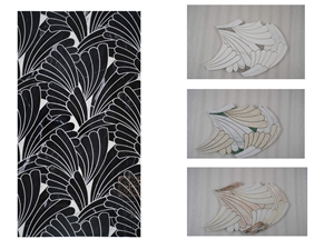 Waterjet Mosaic Botanical Pattern Palm Leaves 