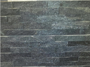Black Sparkle Cultured Slate Wall Ledge Panels, Stacked Stone Veneer