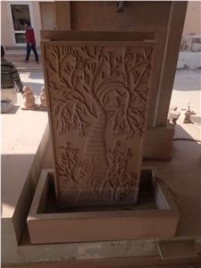 Wall Fountain With Tree Carving