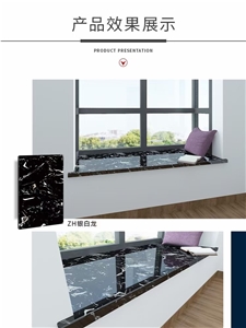 Black Marble White Veins Silver Window Sill Factory Sells