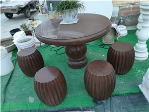 Good White Marble Stone Outdoor Furniture Table Set