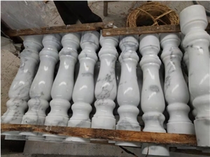 Guangxi White Marble Round Balcony Railing Staircase Rails