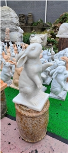Marble Stone Rabbit Animal Sculpture Street Statues