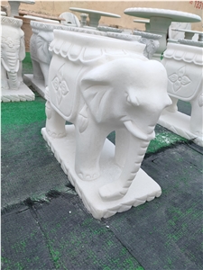 Pure White Marble Garden Carved Chair Outdoor Bench