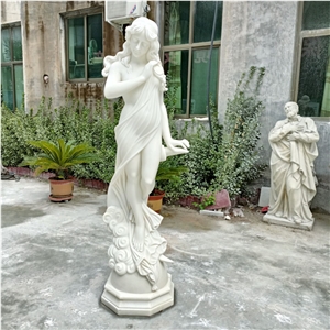 White Marble Moon Goddess Cynthia Lady Sculpture