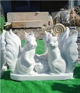 White Marble Small Animal Sculpture Outdoor Stone Carving 