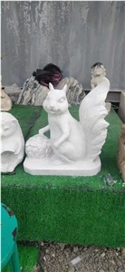 White Marble Small Animal Sculpture Outdoor Stone Carving 