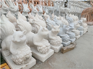 White Marble Squirrel Stone Carving Sculptures
