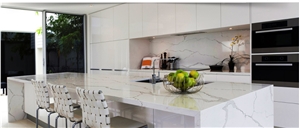 Engineered Stone Polished Surface Calacatta Marble Artificial Stone Kitchen Tops