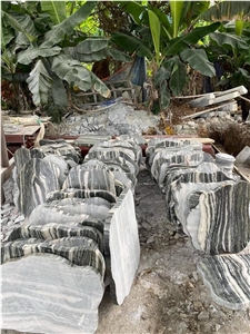 Black Tiger Veins Stepping Marble Milestone Paver Garden Design Ornaments