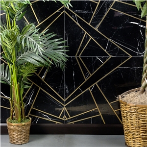 China Black Nero Oriental Marble Tiles For Bathroom