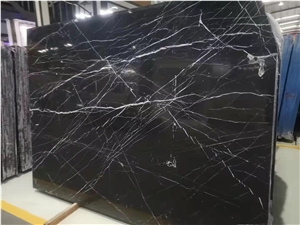 Deep Black Marble With White Veining African Black Marble