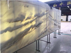 Landscape White Painting Marble Tiles Slabs Wall 